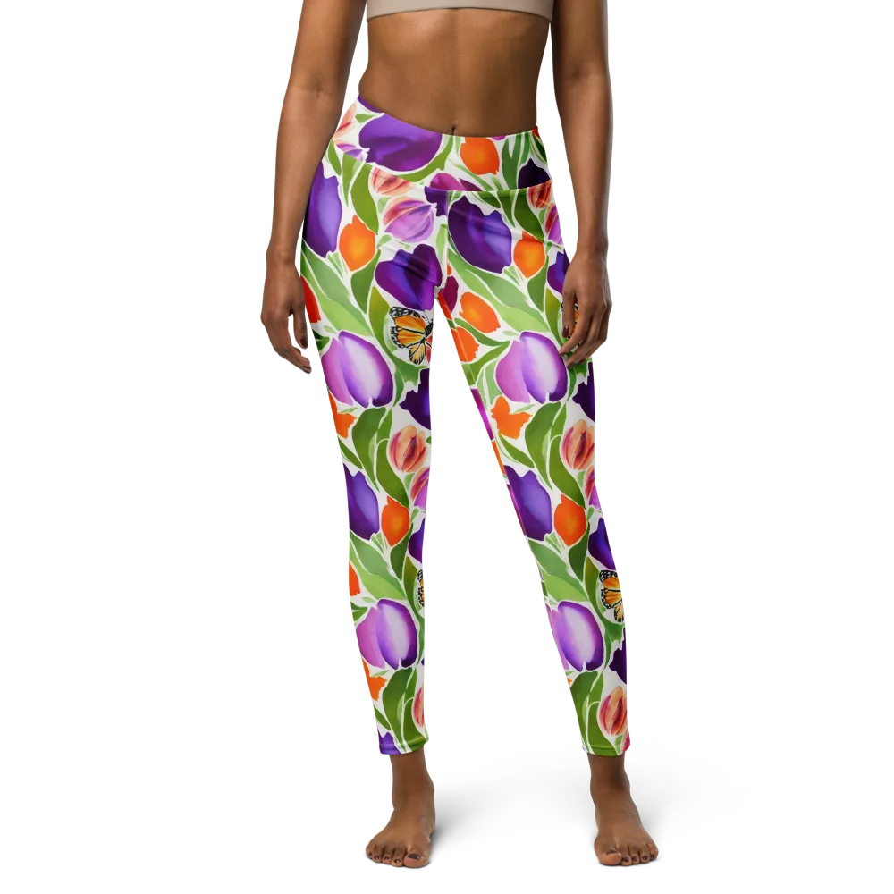 Tulip Carnival on Yoga Leggings — Front