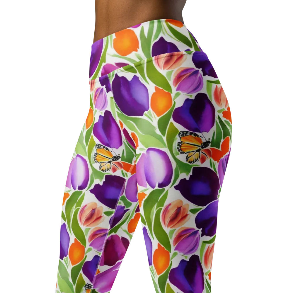 Tulip Carnival on Yoga Leggings — Left Front