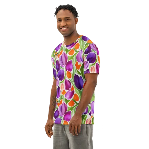 Tulip Carnival on a Men's Cotton Crew Neck T-Shirt
