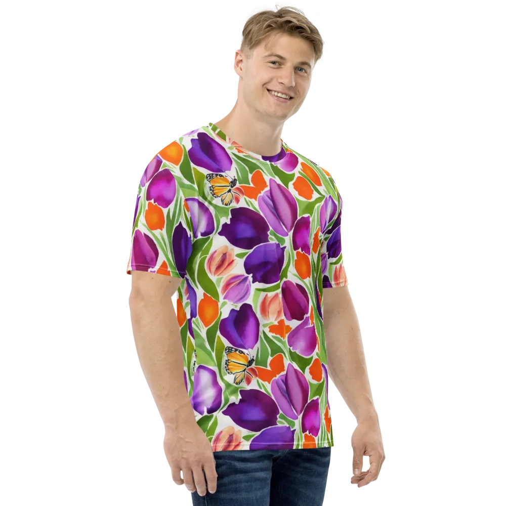Tulip Carnival on Men's Crew Neck T-Shirt — Right
