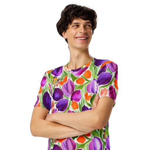 Tulip Carnival on a Men's Crew Neck T-Shirt