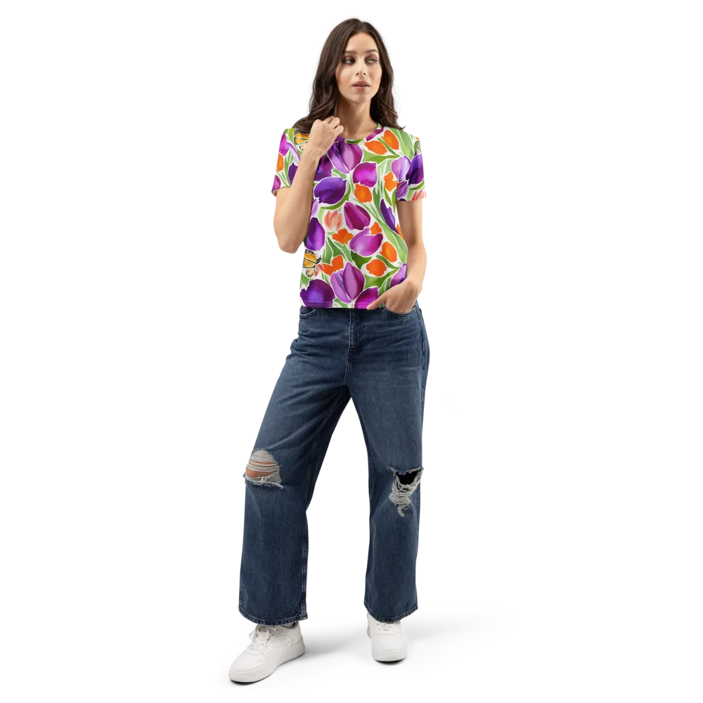 Tulip Carnival on Women's Crew Neck T-Shirt — Front
