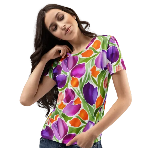 Tulip Carnival on a Women's Crew Neck T-Shirt