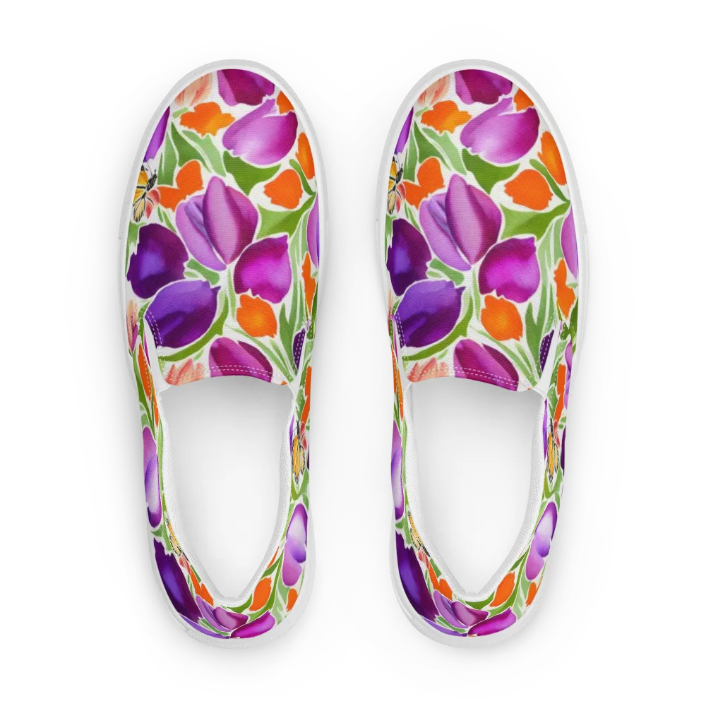 Tulip Carnival on Men's Slip-On Canvas Shoes — Front
