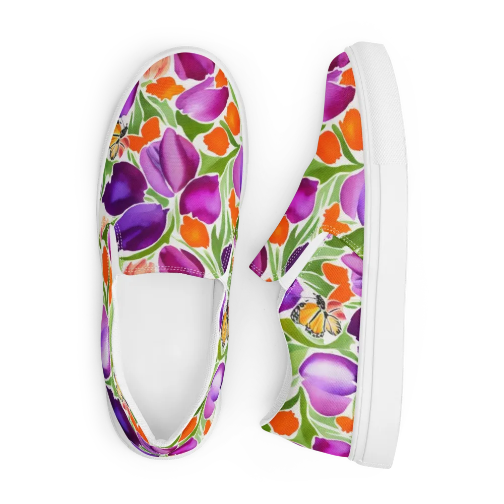Tulip Carnival on Men's Slip-On Canvas Shoes — Front