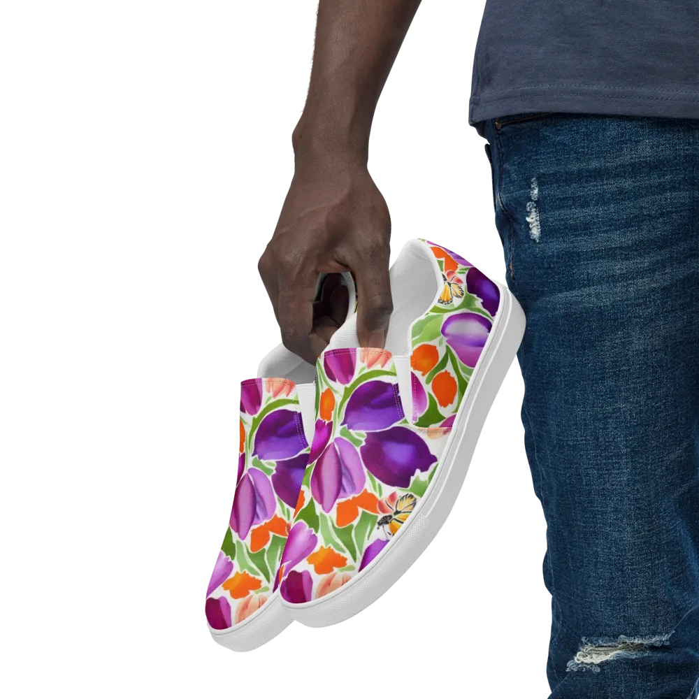 Tulip Carnival on Men's Slip-On Canvas Shoes — Left Front
