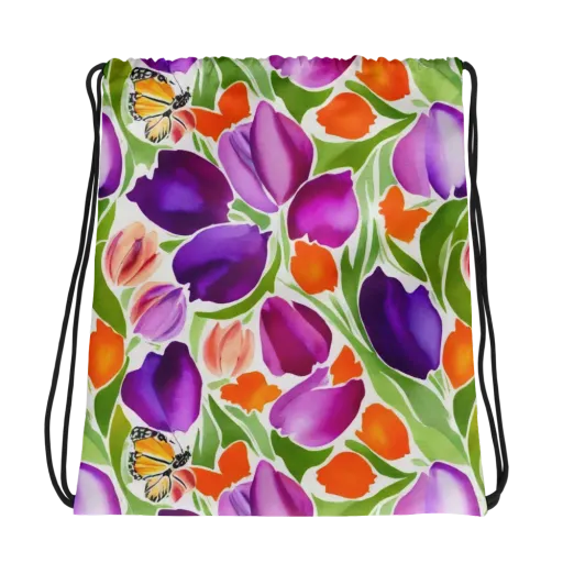 Tulip Carnival on a Drawstring Bag