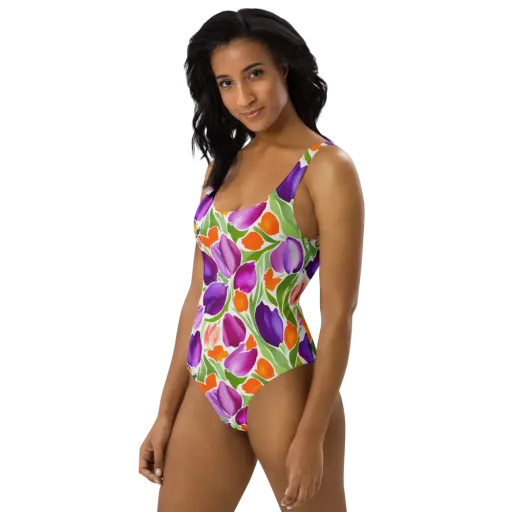 Tulip Carnival on a One-Piece Swimsuit