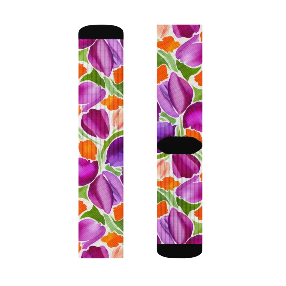 Tulip Carnival on Socks — Left Sock