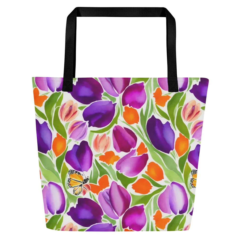 Tulip Carnival on Large Tote Bag W/ Pocket — Front