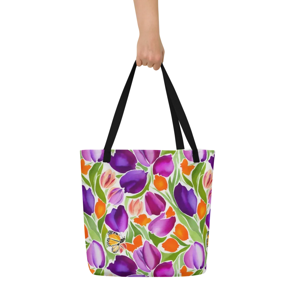Tulip Carnival on Large Tote Bag W/ Pocket — Front