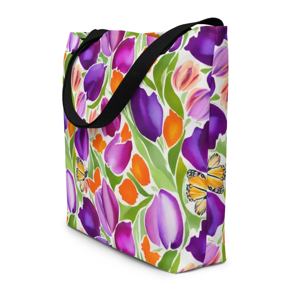 Tulip Carnival on Large Tote Bag W/ Pocket — Front