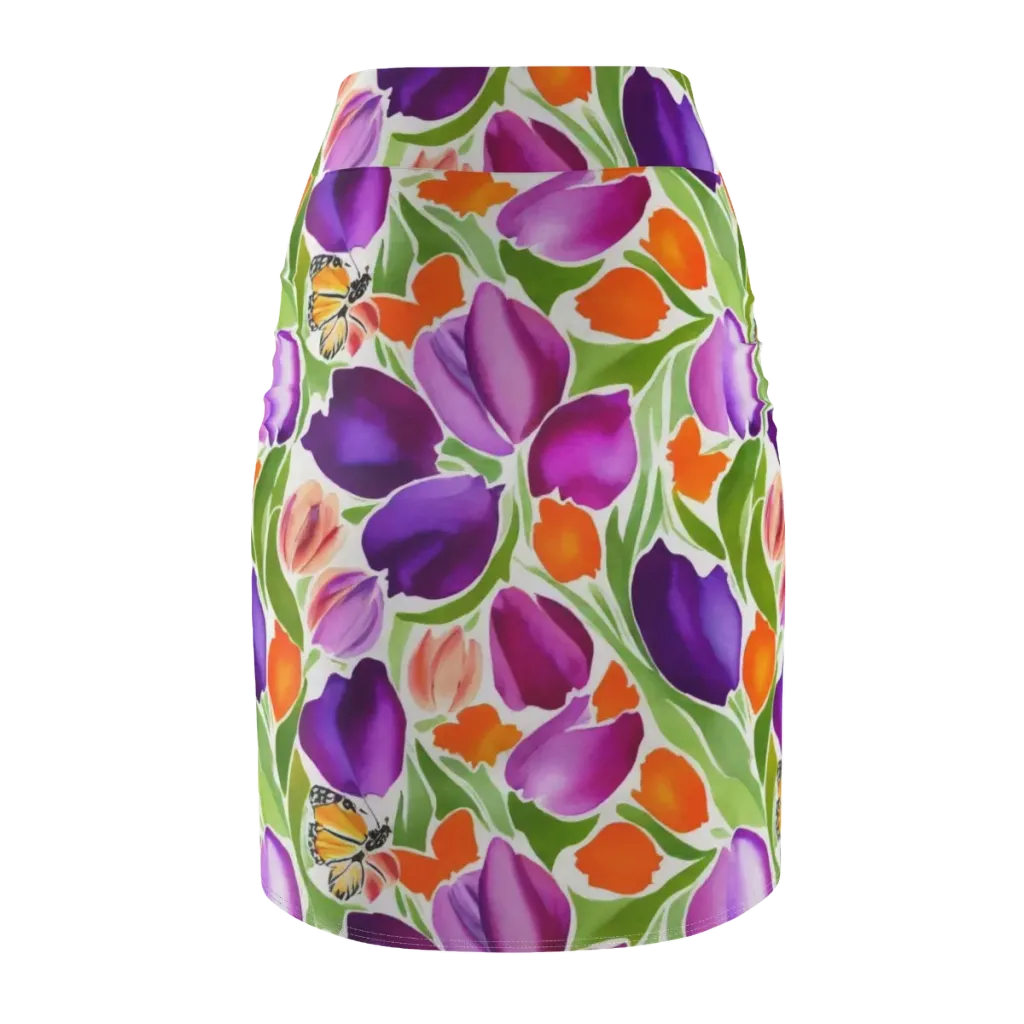 Tulip Carnival on Pencil Skirt — Back