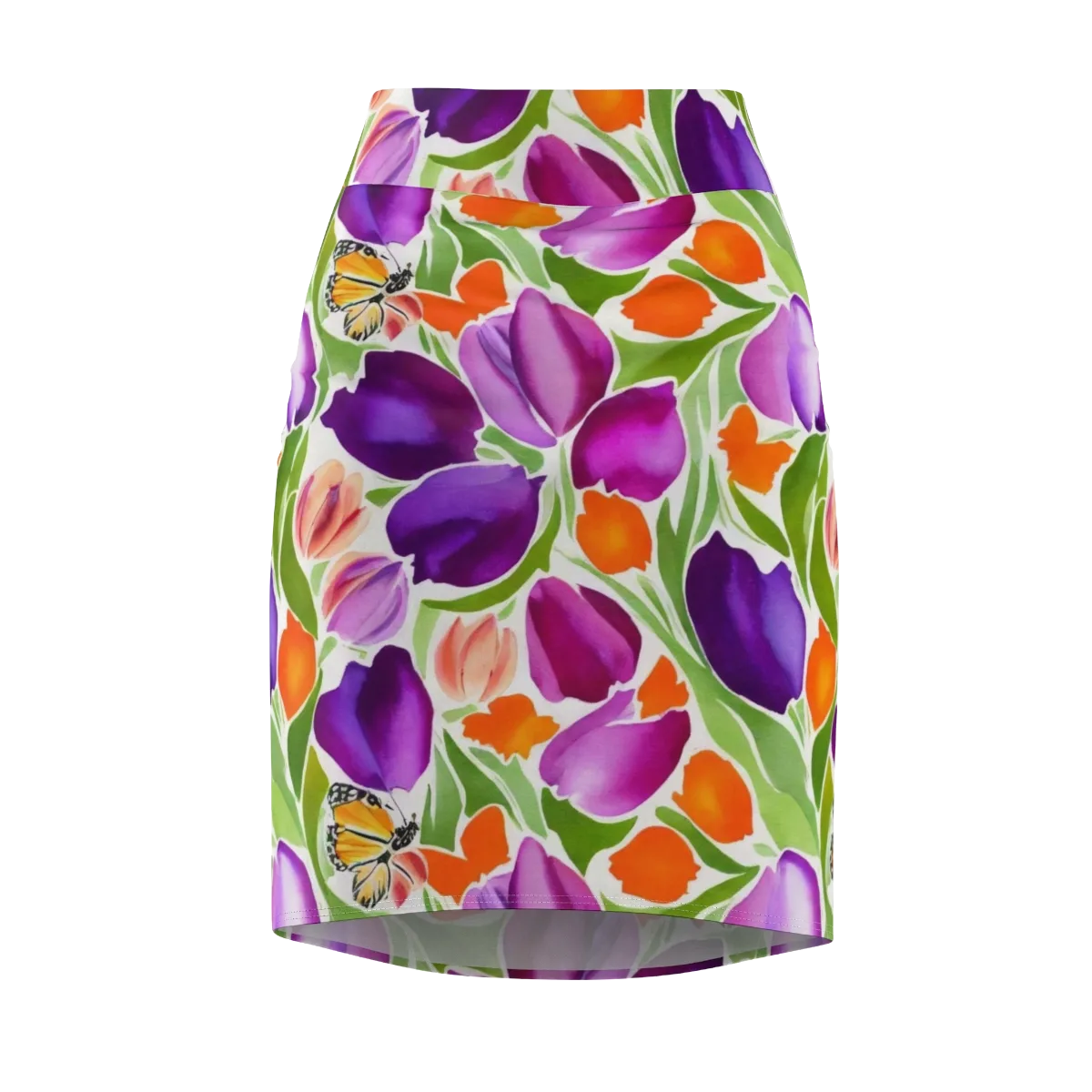 Tulip Carnival on Pencil Skirt — Front