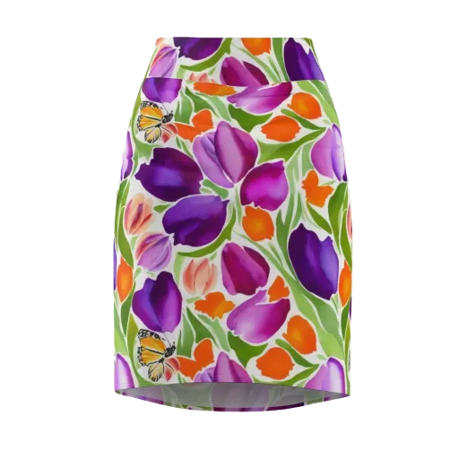 Tulip Carnival on a Pencil Skirt