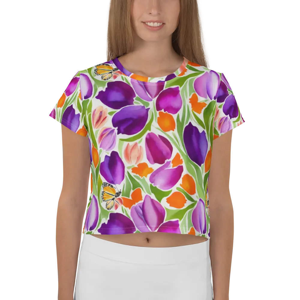 Tulip Carnival on Crop Tee — Front