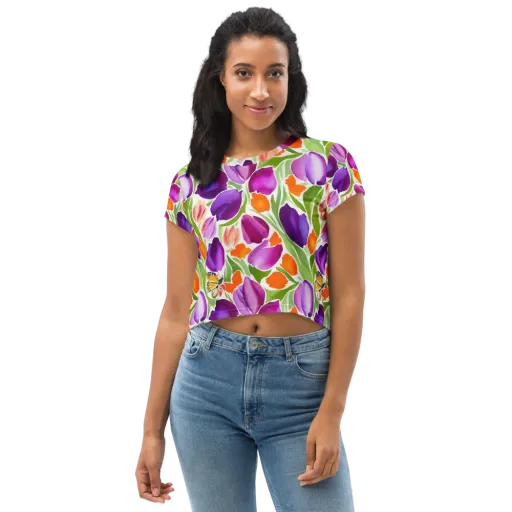 Tulip Carnival on a Crop Tee