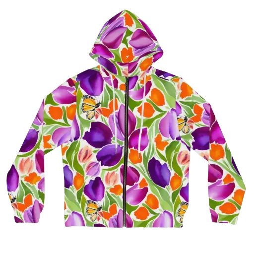 Tulip Carnival on a Women's Full-Zip Hoodie