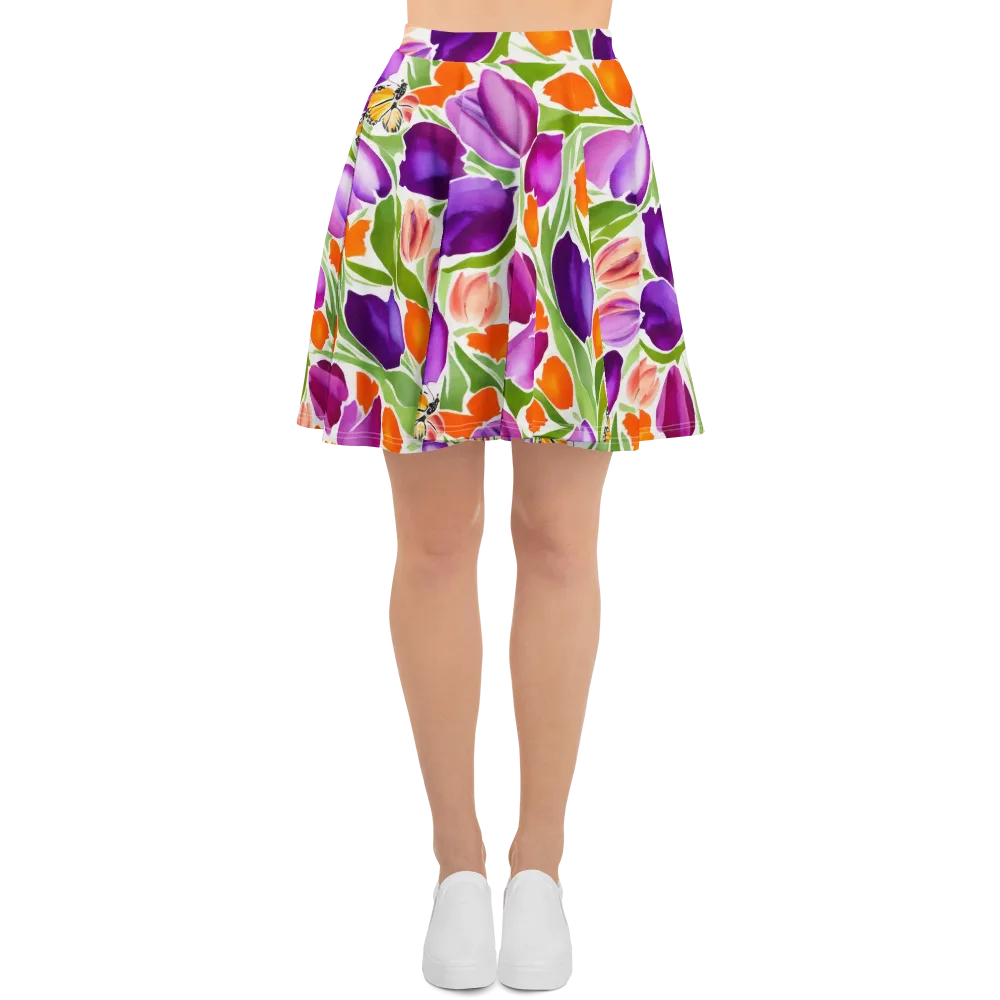 Tulip Carnival on Skater Skirt — Front