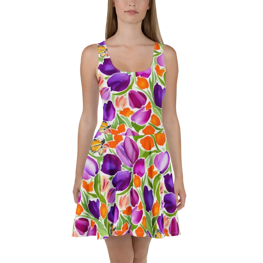 Tulip Carnival on Skater Dress — Front
