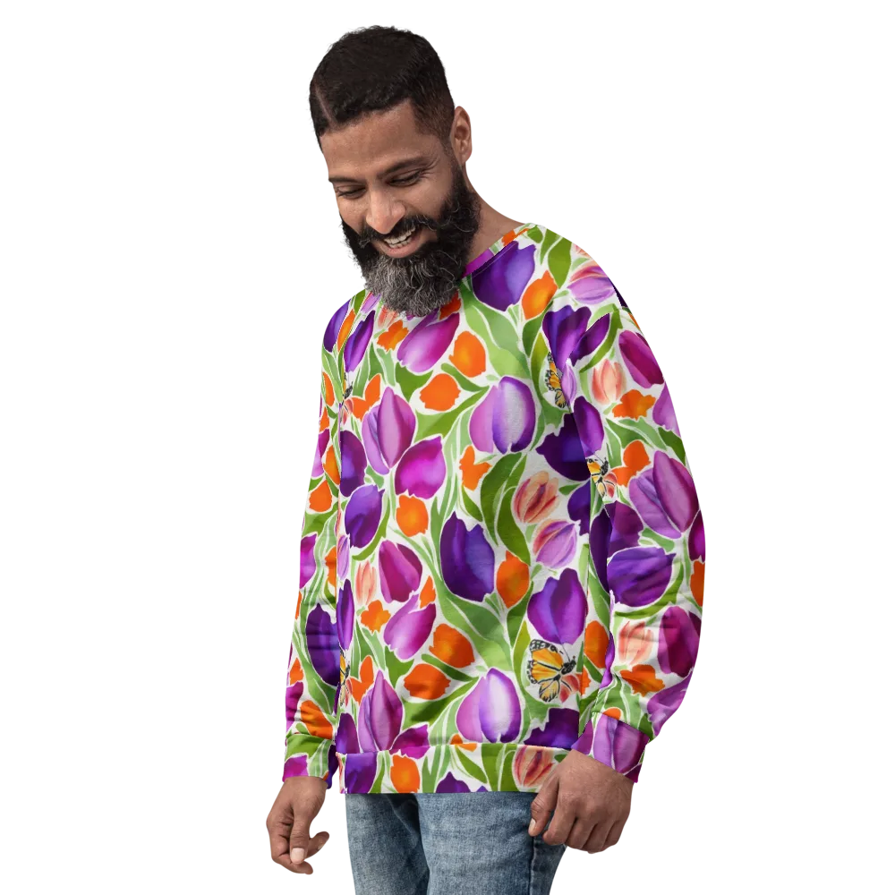 Tulip Carnival on Sweatshirt — Left Front