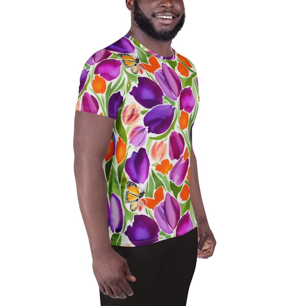 Tulip Carnival on Men's Athletic T-Shirt — Right