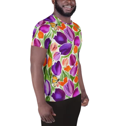 Tulip Carnival on a Men's Athletic T-Shirt