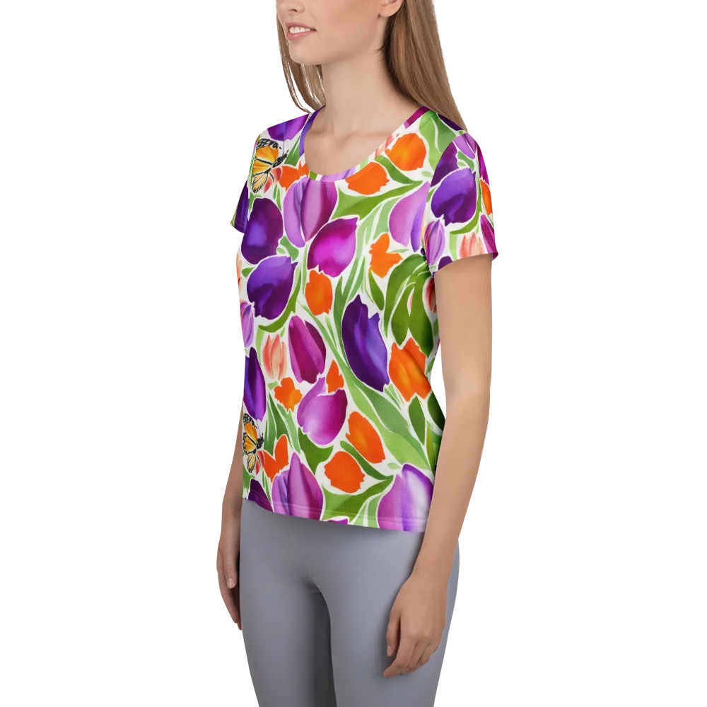 Tulip Carnival on Women's Athletic T-Shirt — Left