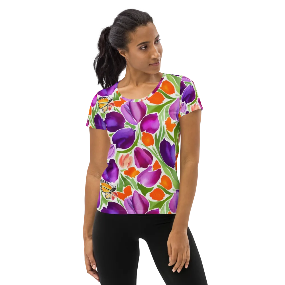 Tulip Carnival on Women's Athletic T-Shirt — Front