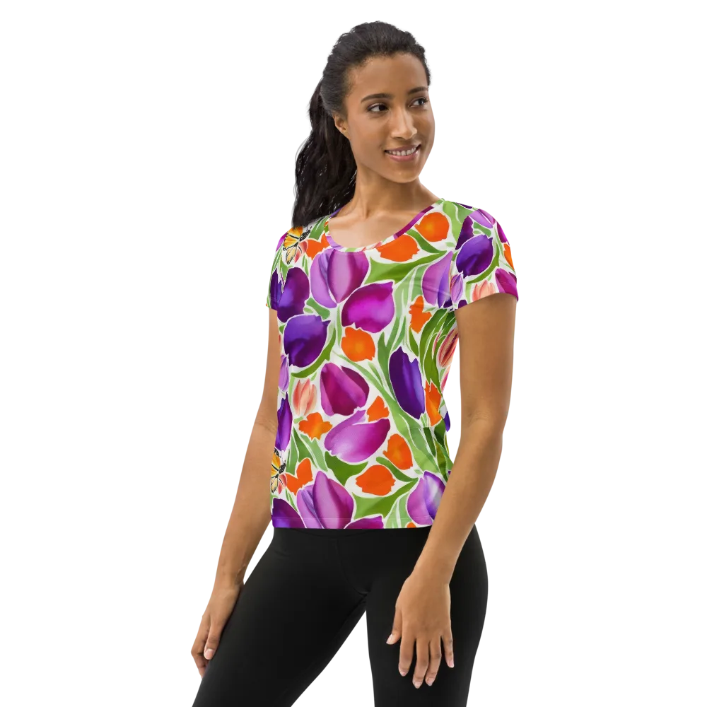 Tulip Carnival on Women's Athletic T-Shirt — Left