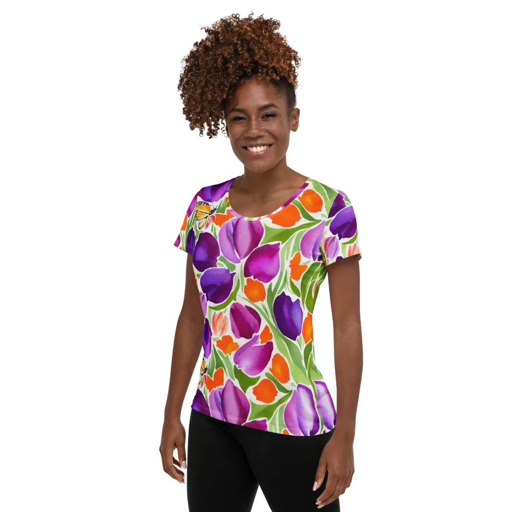Tulip Carnival on Women's Athletic T-Shirt — Left