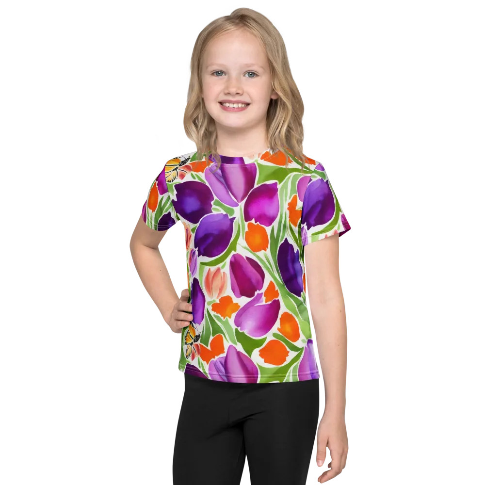 Tulip Carnival on Kids Crew Neck T-Shirt — Front
