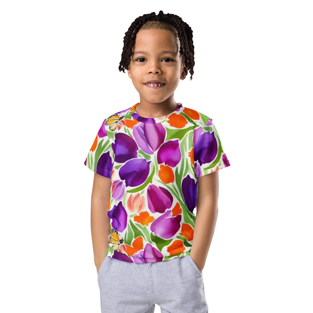 Tulip Carnival on Kids Crew Neck T-Shirt — Front