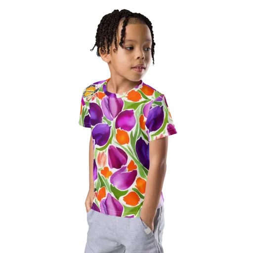 Tulip Carnival on a Kids Crew Neck T-Shirt