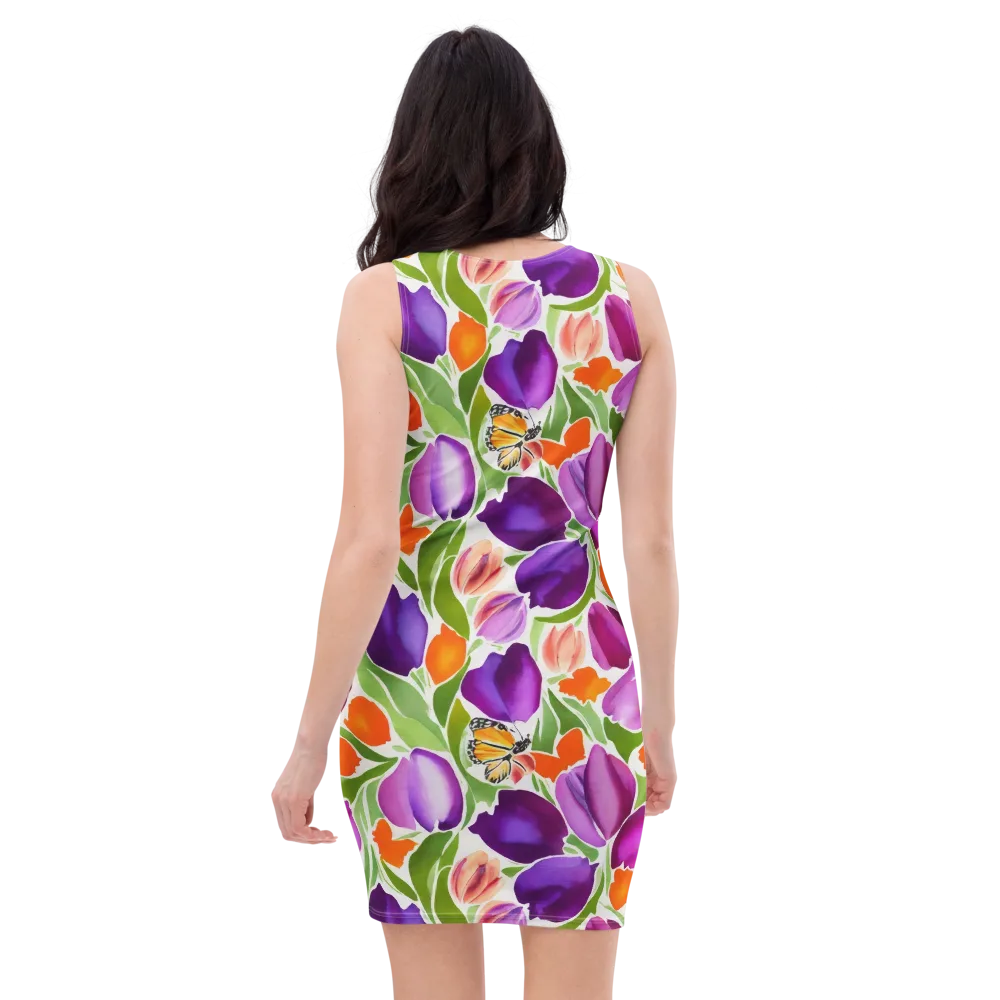 Tulip Carnival on Bodycon Dress — Back