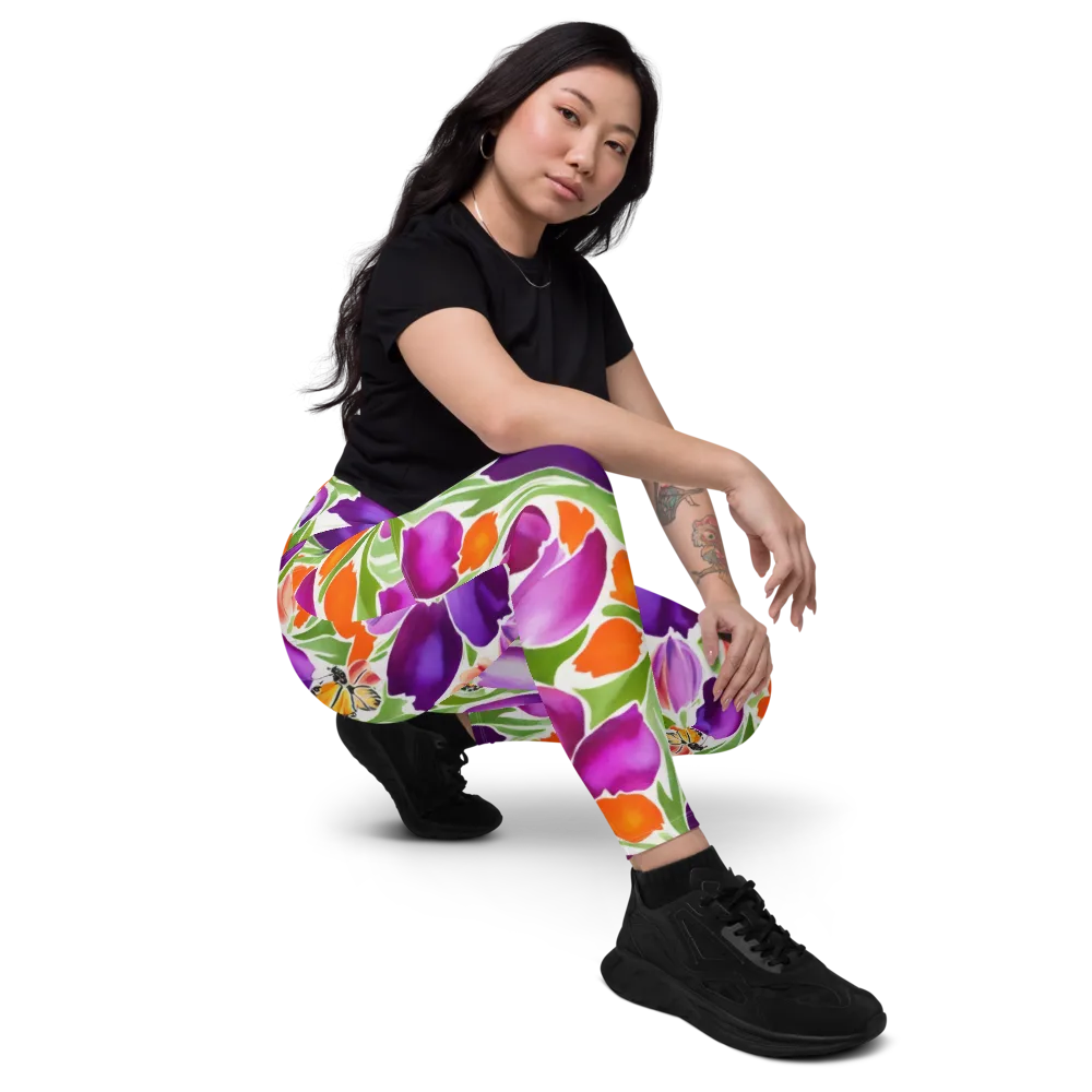 Tulip Carnival on Leggings with Pockets — Right Front