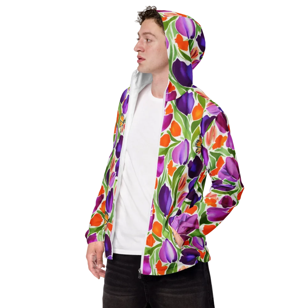 Tulip Carnival on Men's Windbreaker — Left Front