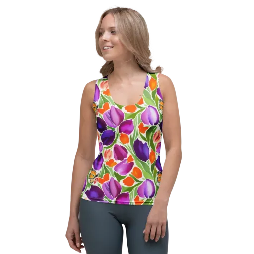 Tulip Carnival on a Women's Tank Top