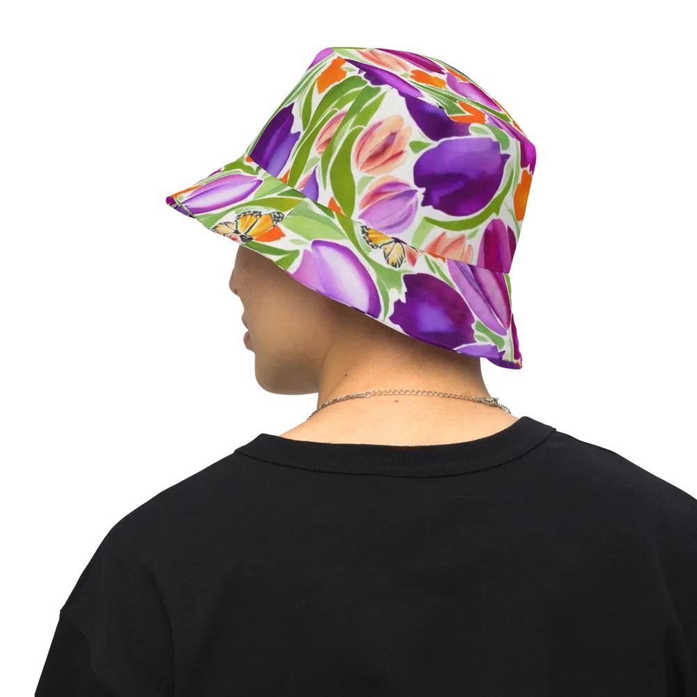 Tulip Carnival on Reversible Bucket Hat — Back Inside