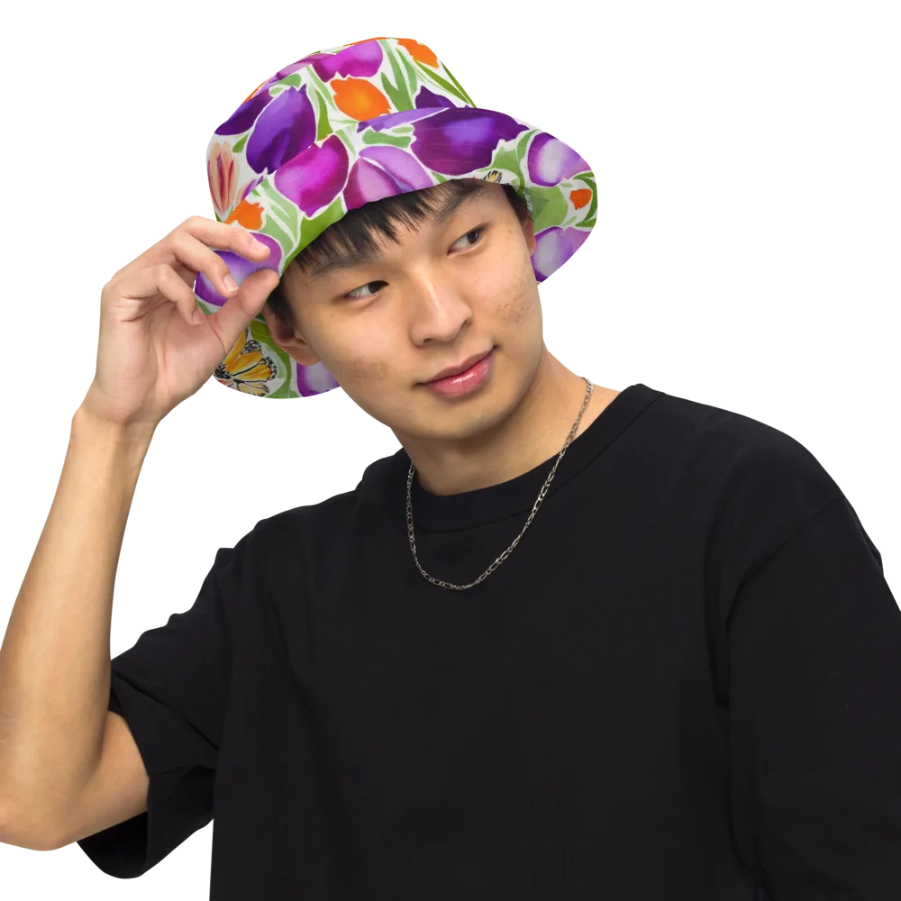 Tulip Carnival on Reversible Bucket Hat — Front Inside