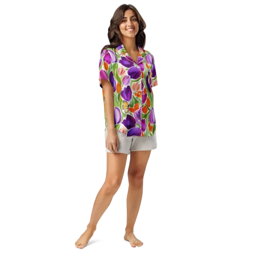 Tulip Carnival on a Women's Short Sleeve Pajama Top