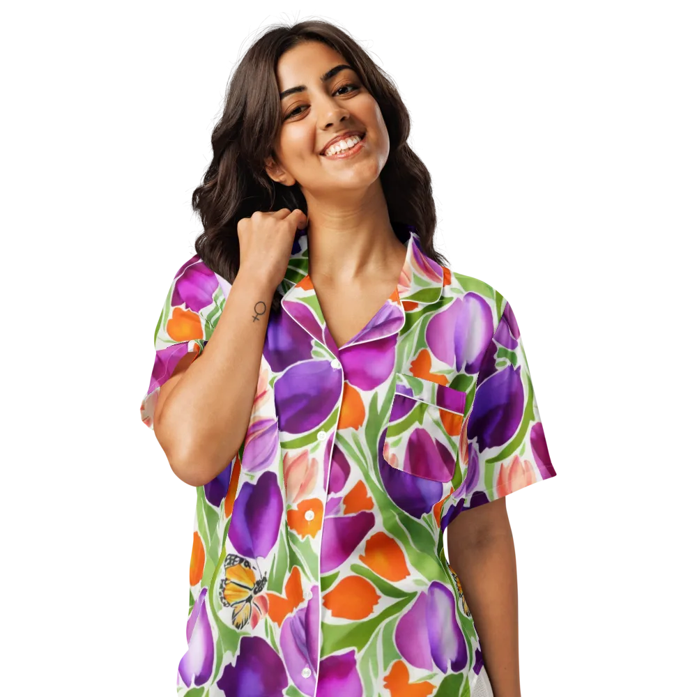 Tulip Carnival on Women's Short Sleeve Pajama Top — Front