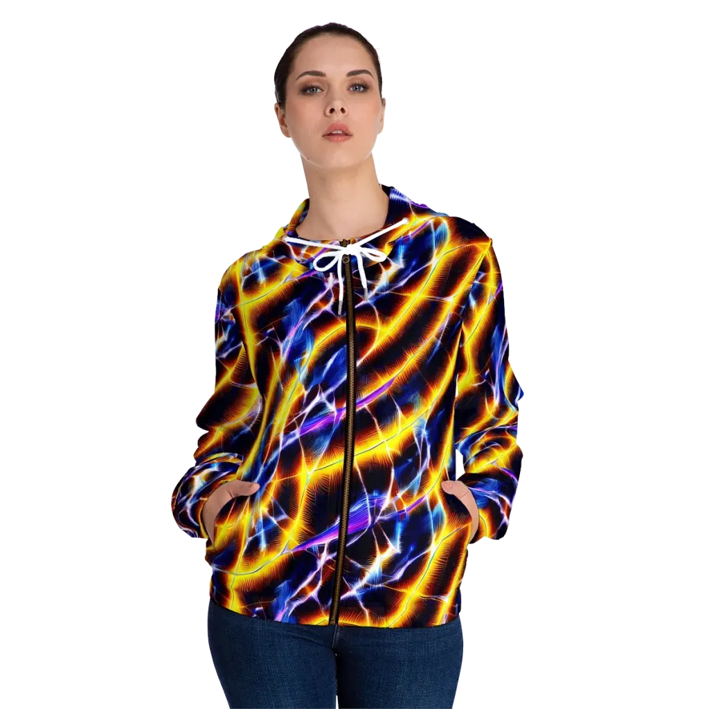 Tempel Tangle on Women's Full-Zip Hoodie — Front On Person