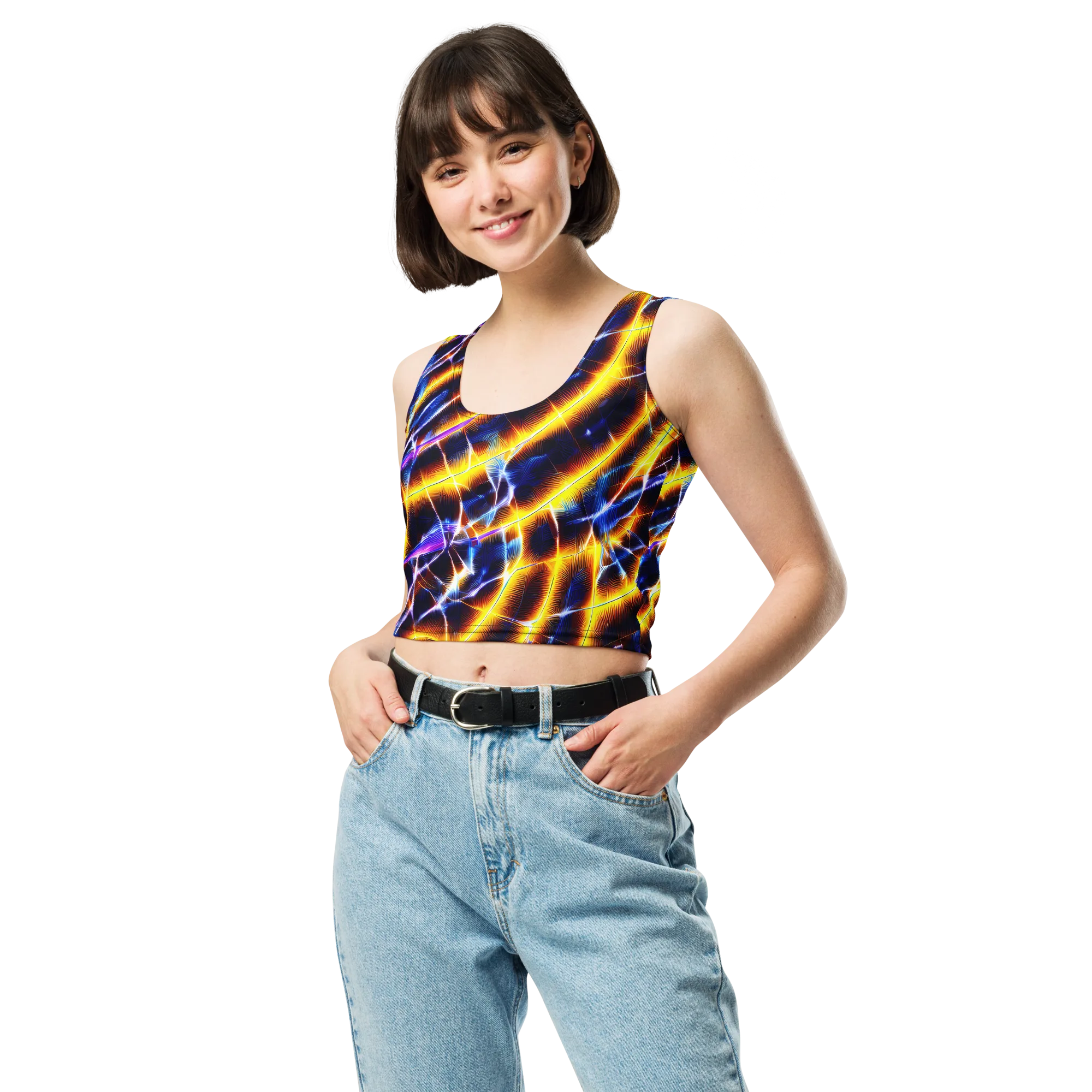 Tempel Tangle on Crop Top — Front