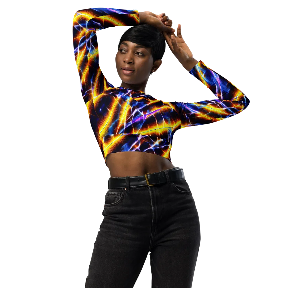 Tempel Tangle on Long Sleeve Crop Top — Front