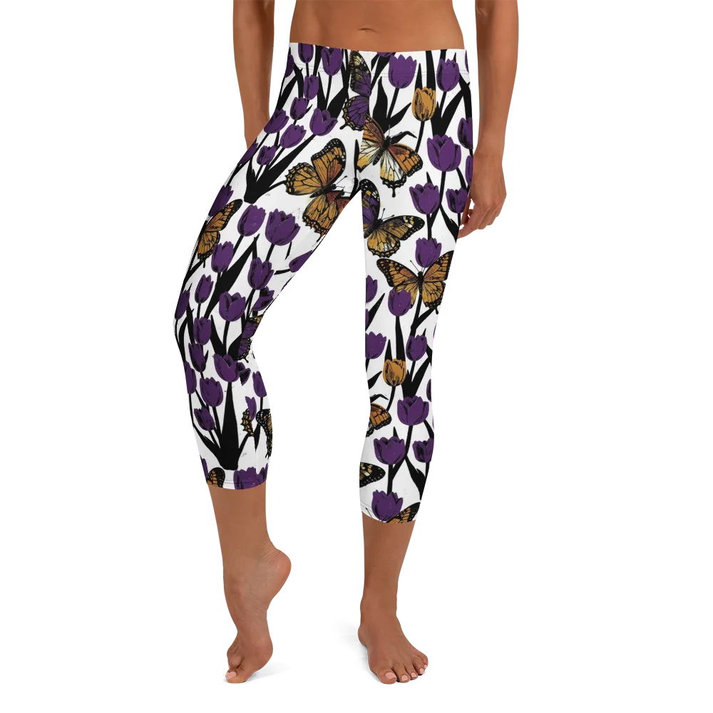 Indigo Flutter on Capri Leggings — Front