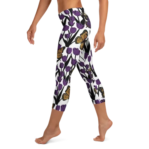 Indigo Flutter on a Capri Leggings