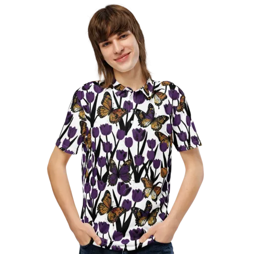 Indigo Flutter on a Men's Slim Fit Polo Shirt