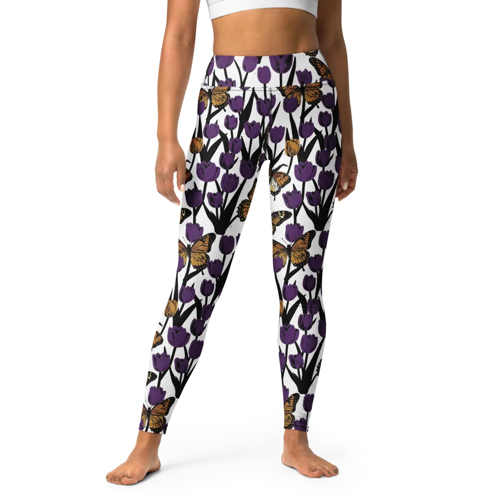 Indigo Flutter on Yoga Leggings — Front