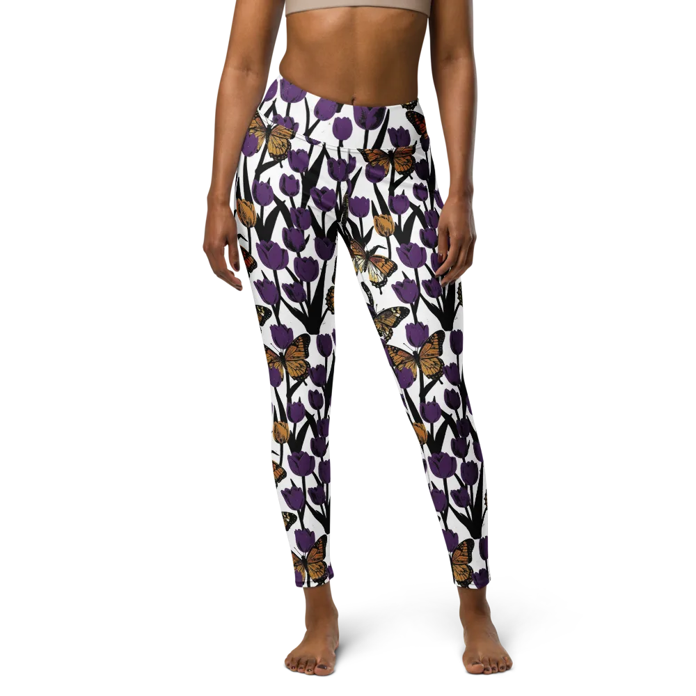 Indigo Flutter on Yoga Leggings — Front